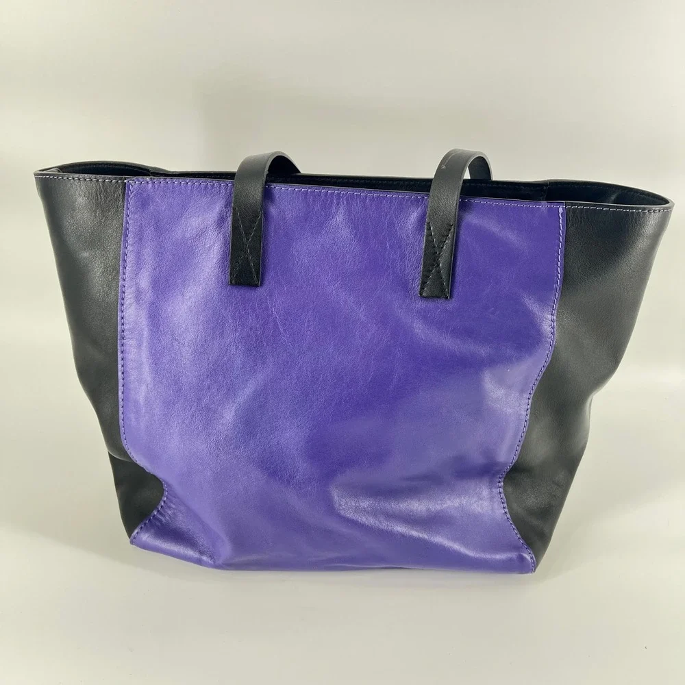 Kenzo Paris Purple and Black‎ K Logo Leather Tote Bag Shoulder Handbag Women's